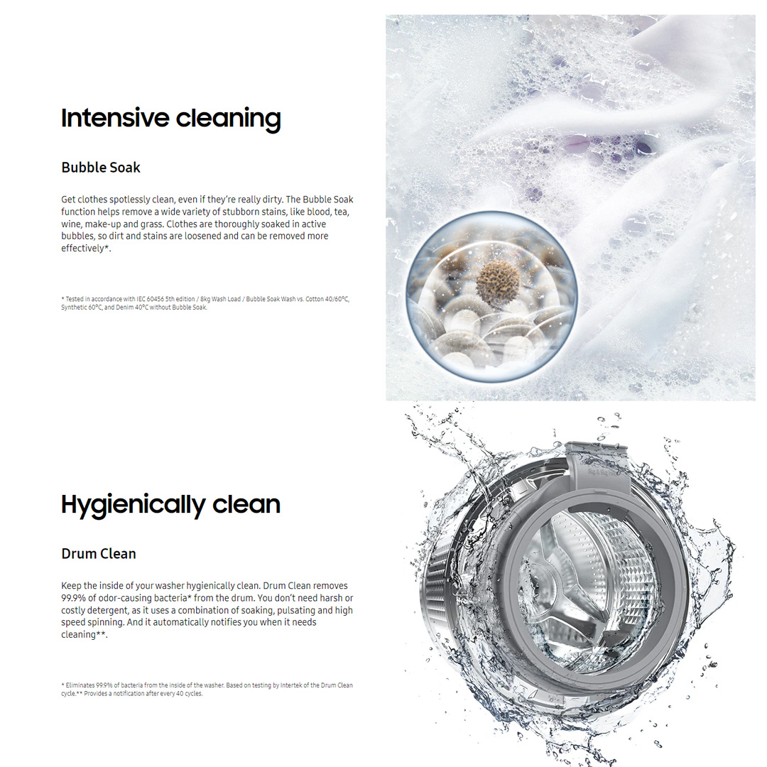 SAMSUNG 8.5KG/6KG Front Load Washer Dryer with AI Ecobubble WD85T534DBE/FQ | AI Control | Eco Bubble™ | Drum Clean | Hygiene Steam | Washer Dryer with 1 Year Warranty