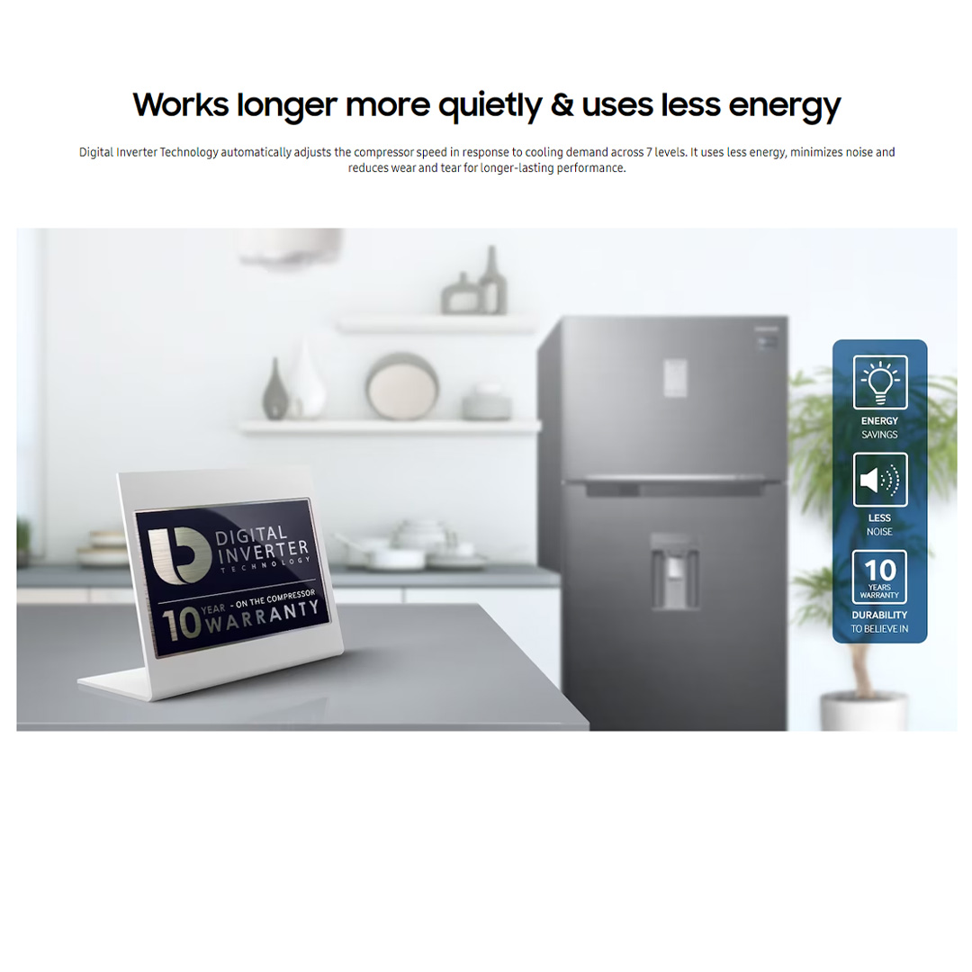 SAMSUNG 620L 2 Doors Top Mount Digital Inverter Refrigerator with Twin Cooling Plus RT53K6651SL/ME  | Power Freeze | Power Cool | Water Dispenser | Twin Cooling Plus™ | Refrigerator with 1 Year Warranty