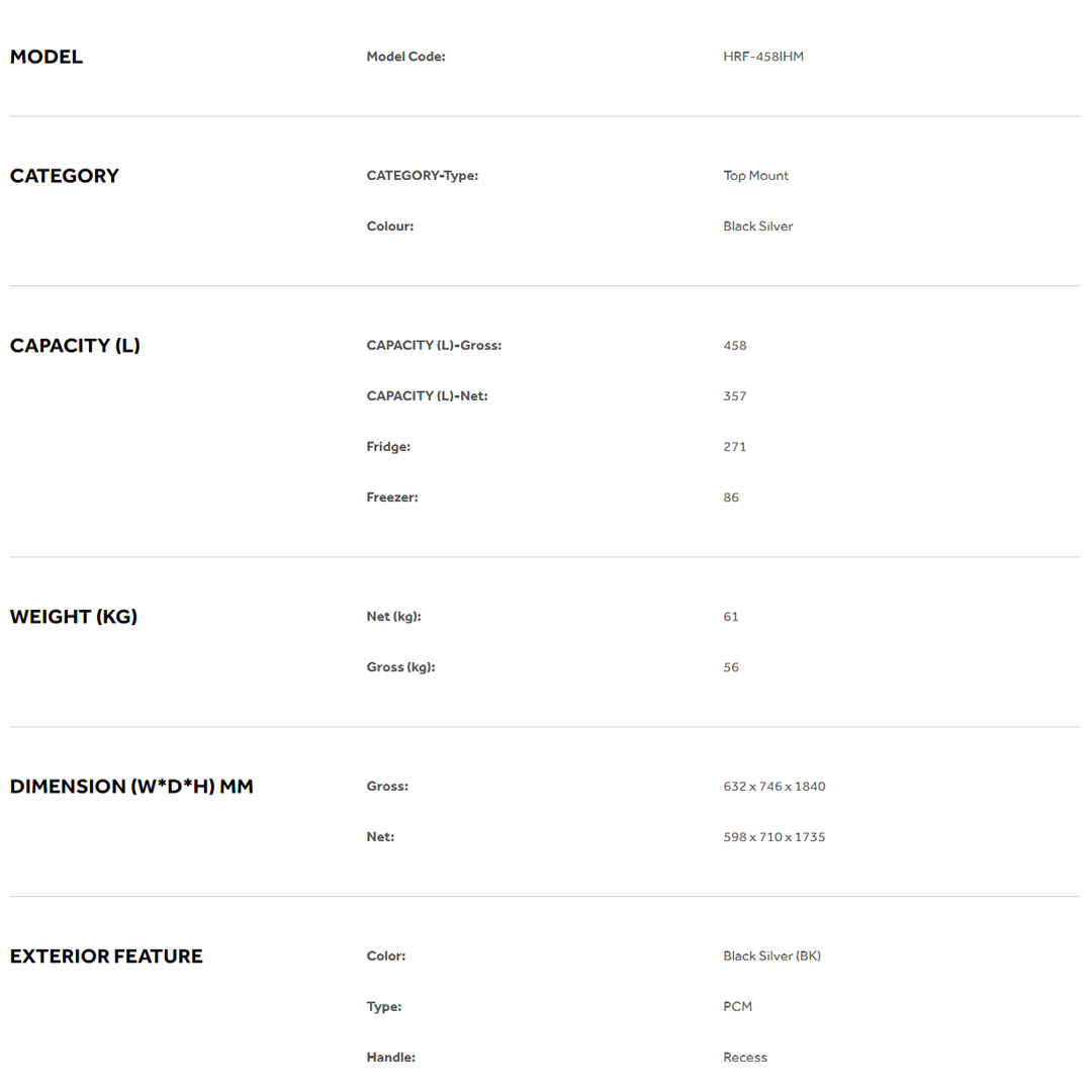 HAIER 458L 2 Doors Top Mount Twin Inverter Refrigerator HRF-458IHM | Chiller Box | Multi Air Flow | No Frost | Egg Tray | Door Pocket | Twist Ice Maker | DEO Fresh | Refrigerator with 2 Year Warranty