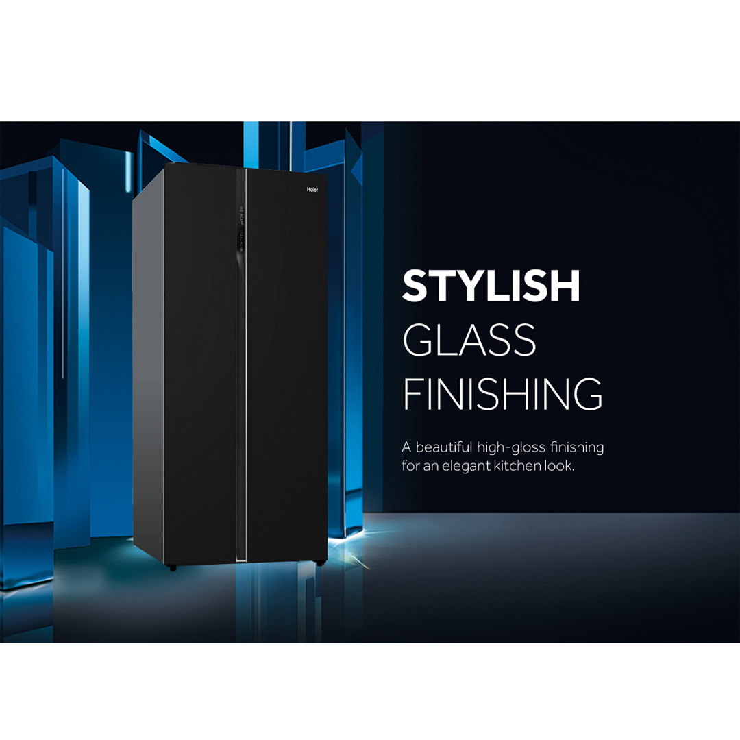 HAIER 628L Side By Side DC Inverter Refrigerator HRF-619SI(B) | No Frost | Touch LED | Door Pocket | Ice Maker | Humidity Control | Refrigerators with 2 Years Warranty