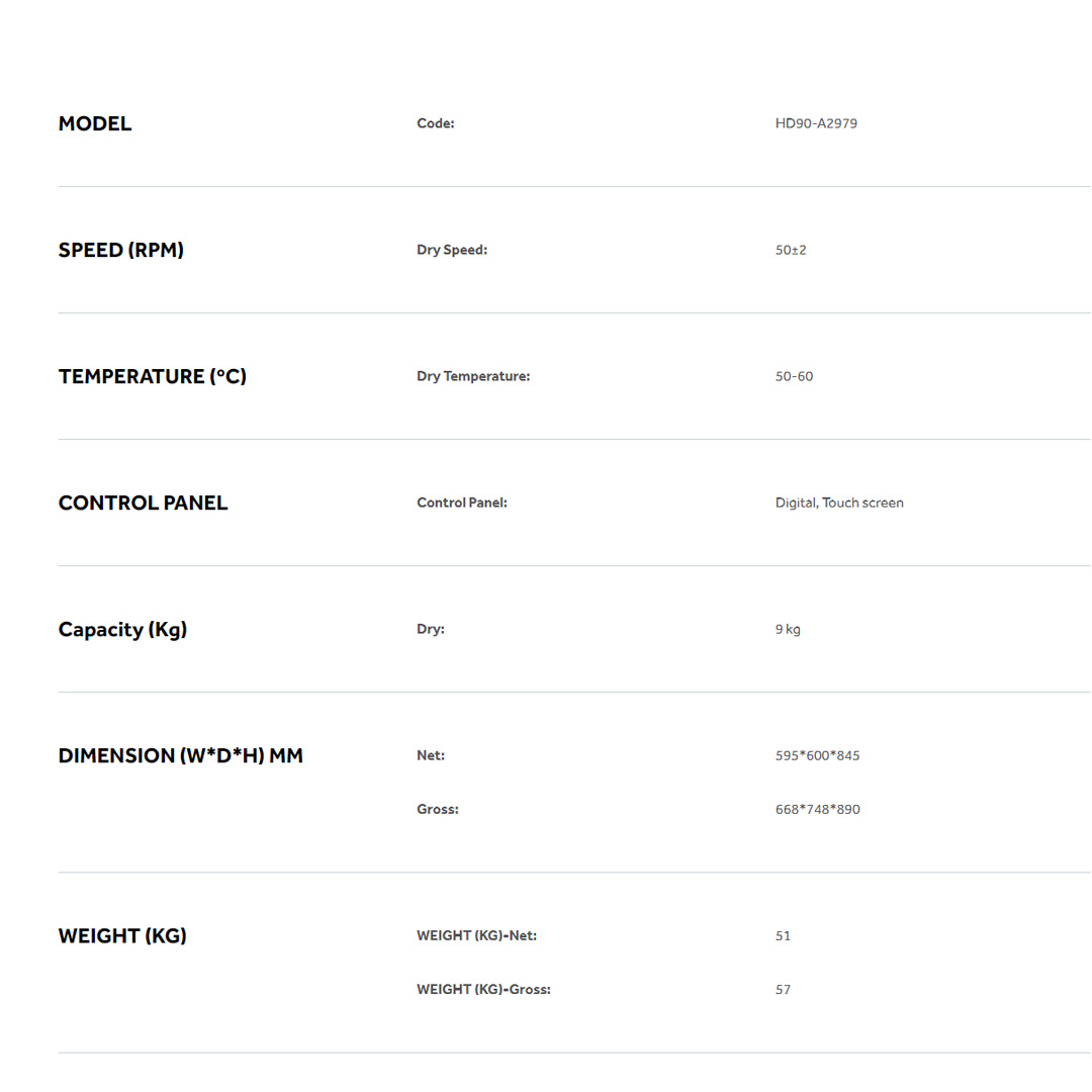 HAIER 9KG Heat Pump Dryer HD90-A2979 | I-Refresh | ABT | I-Time | LED Display | Child Lock | Sensor Dry | Dryer with 2 Years Warranty