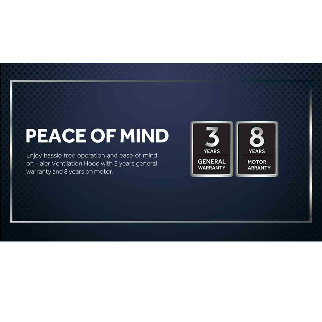 HAIER 1800m3/h Ventilation Hood HH-S901GS | Heat Self Cleaning | Gesture Control | Delay Off Function | Hood with 3 Years Warranty