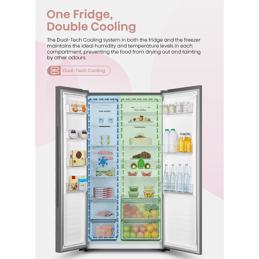 HISENSE 620L Side by Side Inverter Refrigerator RS688N4AW-PU | Deodorizing Filter | Electronic Touch Control | Led Lighting | Refrigerator with 3 Years Warranty