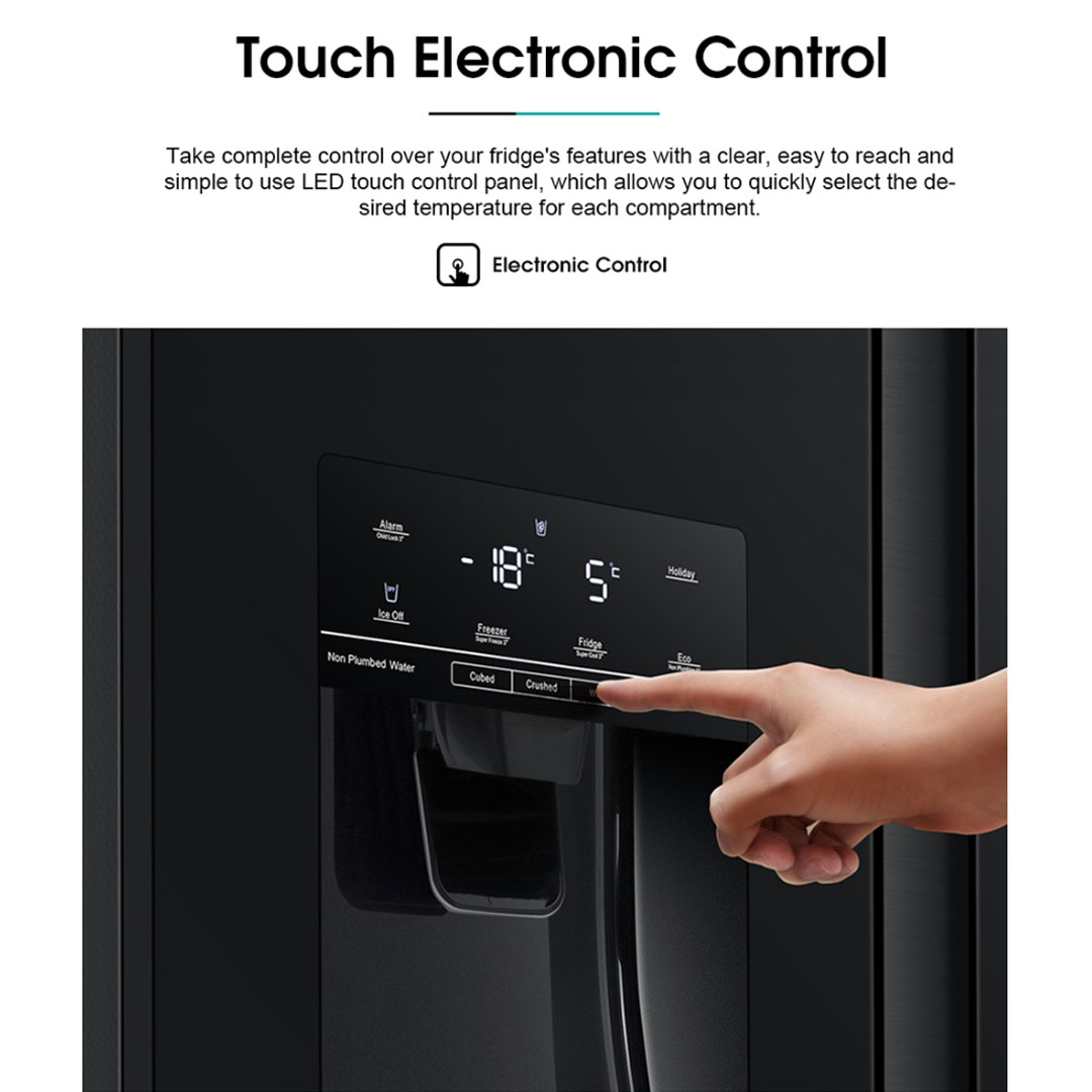 HISENSE 640L Side by Side Inverter Refrigerator  RS700N4AWBUI | Deodorizing Filter | Electronic Touch Control | Led Lighting | Refrigerator with 3 Years Warranty