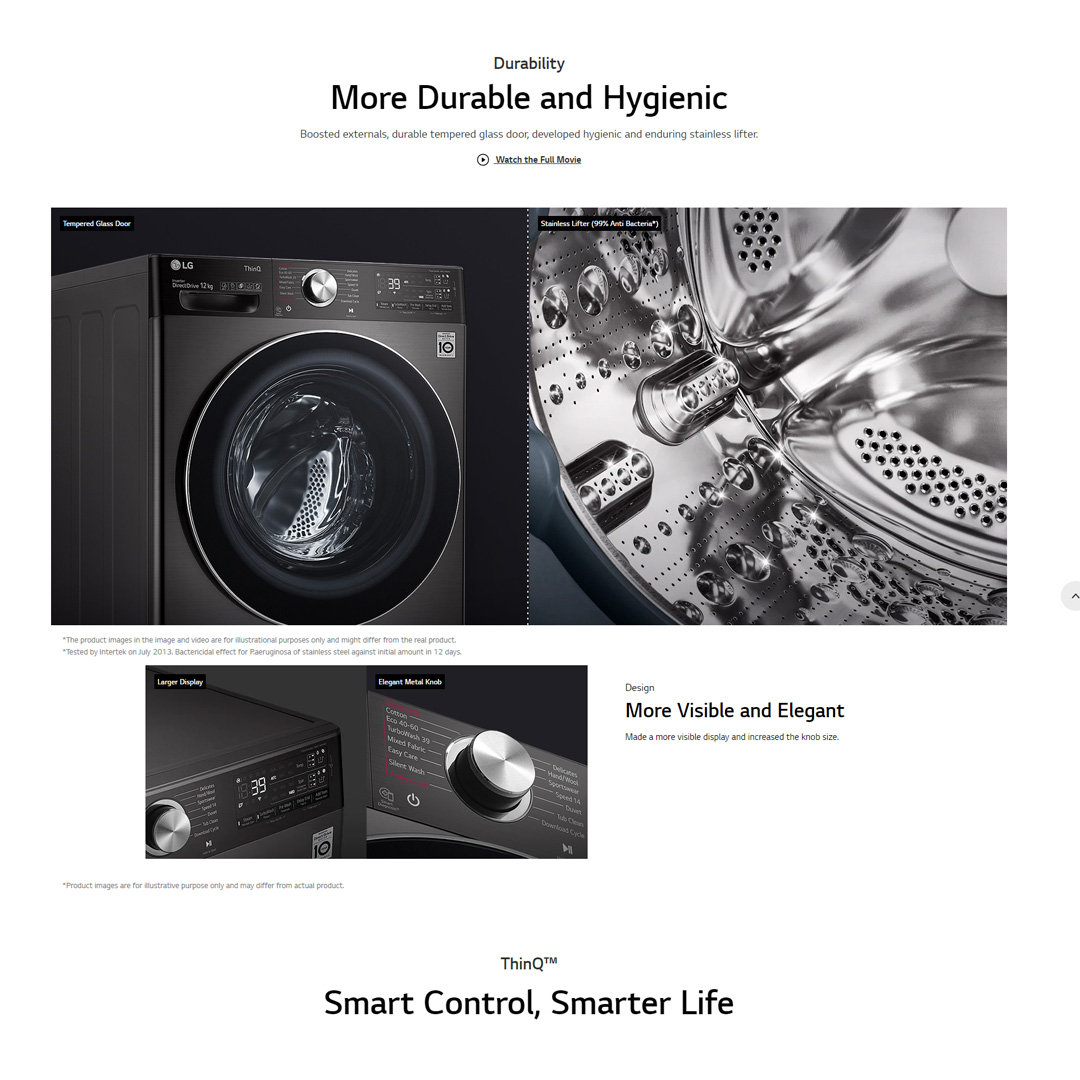 LG 11KG/7KG Front Load Washer Dryer with AI Direct Drive and Steam+ FV1411H3BA  | Turbowash 360° | Wi-Fi | Easy Care | Eco Hybrid | Tub Clean  | Speed Wash | Allergy Care | Turbo Dry | Washing Machine with 1 Year Warranty