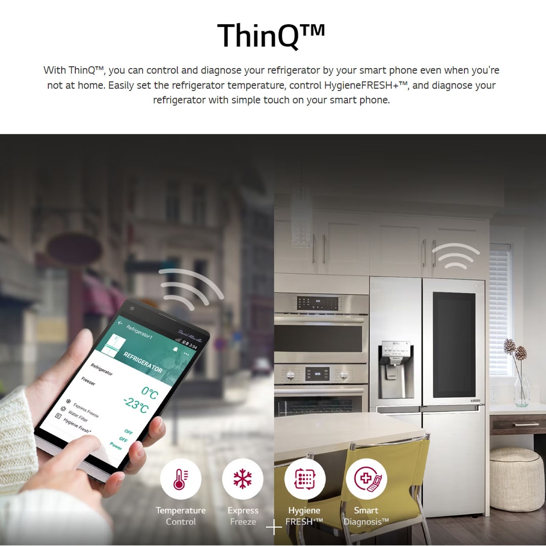 LG 674L Side by side with InstaView & Door-in-Door Smart Inverter Refrigerator GC-X257CSES | Hygiene Fresh+™ | DoorCooling+ | ThinQ | Refrigerator with 1 Year Warranty