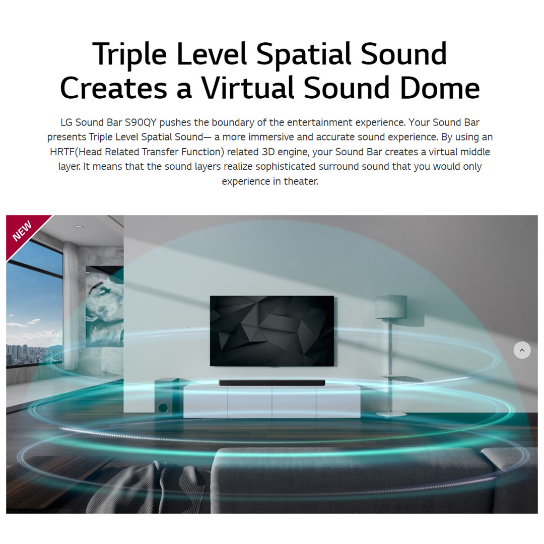 LG 480W Sound Bar with Dolby Atmos S80QY | AI Room Calibration | AI Sound Pro | Meridian | Sound Bar with 1 Year Warranty