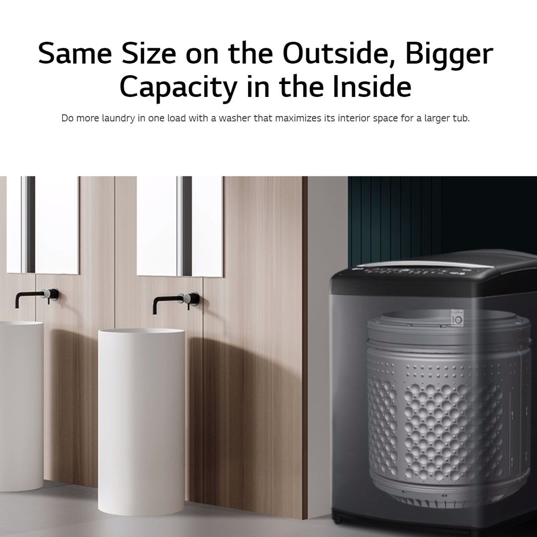 LG 24KG Top Load Direct Drive Inverter with Intelligent Fabric Care Washing Machine TV2724SV9K | TurboWash3D™ | Steam™ | ThinQ™ | Washing Machine with 1 Year Warranty