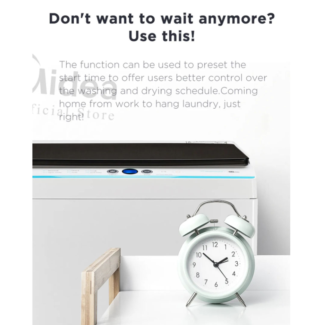 Midea 7.5KG Top Load Washing Machine MA100W75 | Lunar Dial | 15' Quick Wash | One-Touch Smart Wash | Auto Clean | Hygiene | Lint Filter | Washing Machine with 2 Year Warranty