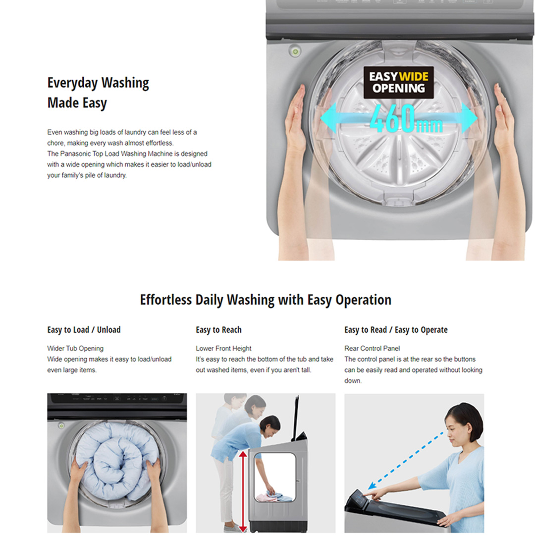 Panasonic 15KG Top Load TD Inverter Washing Machine with BLDC motor  NA-FD15X1HRT | Fine Foam to Lift Stains Easily | Deep Clean for More Hygienic Washing | Powerful Water Blasts Stains Away | Washing Machine with 1 Year Warranty