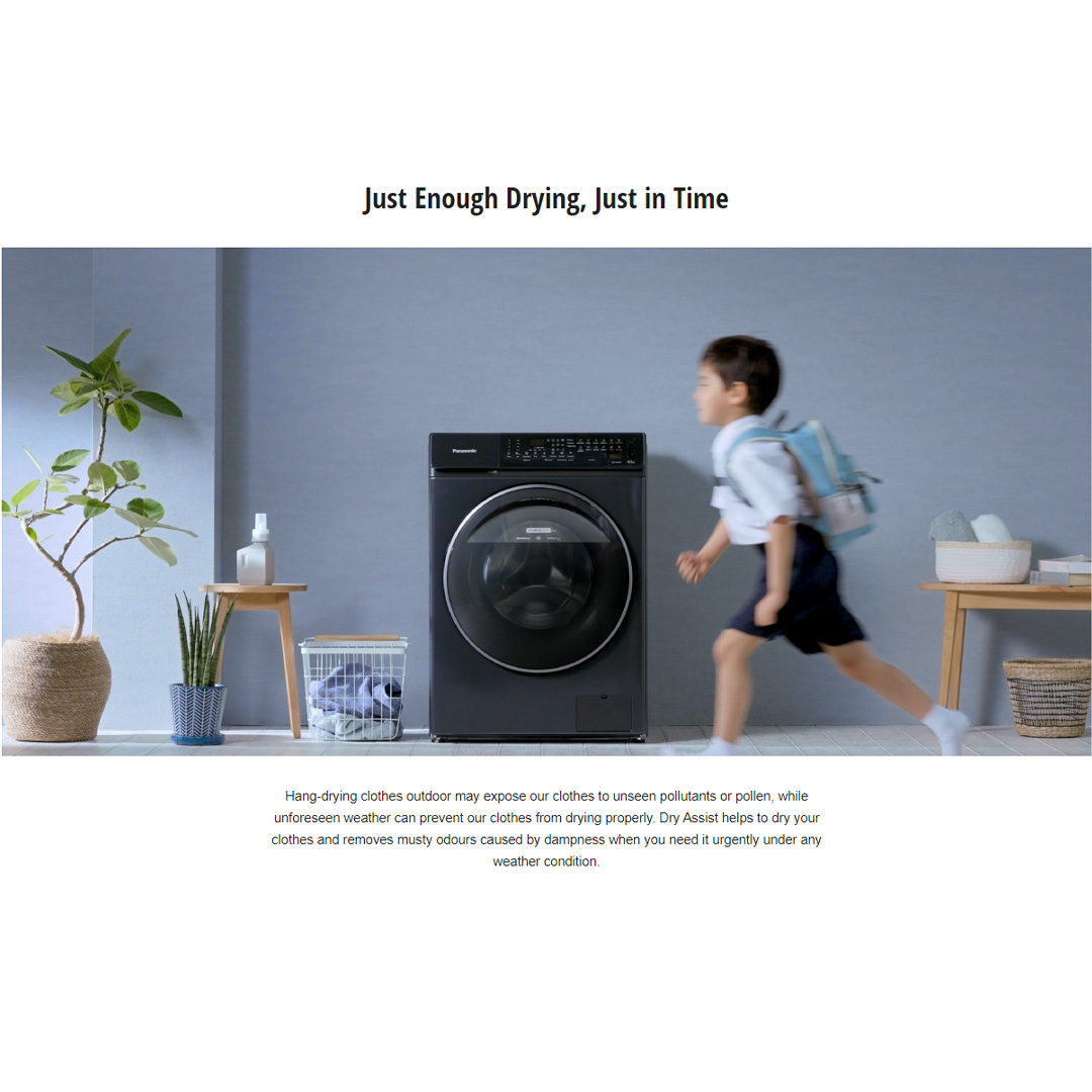 Panasonic 9KG Front Load 3Di Inverter Washing Machine NA-V90FR1BMY | Improves Hygiene in Your Everyday Laundry | Hygienic Drying with Bacteria Elimination | Eliminates 99.99%*¹ Bacteria with Cold Wash | Washing Machine With 1 Year Warranty