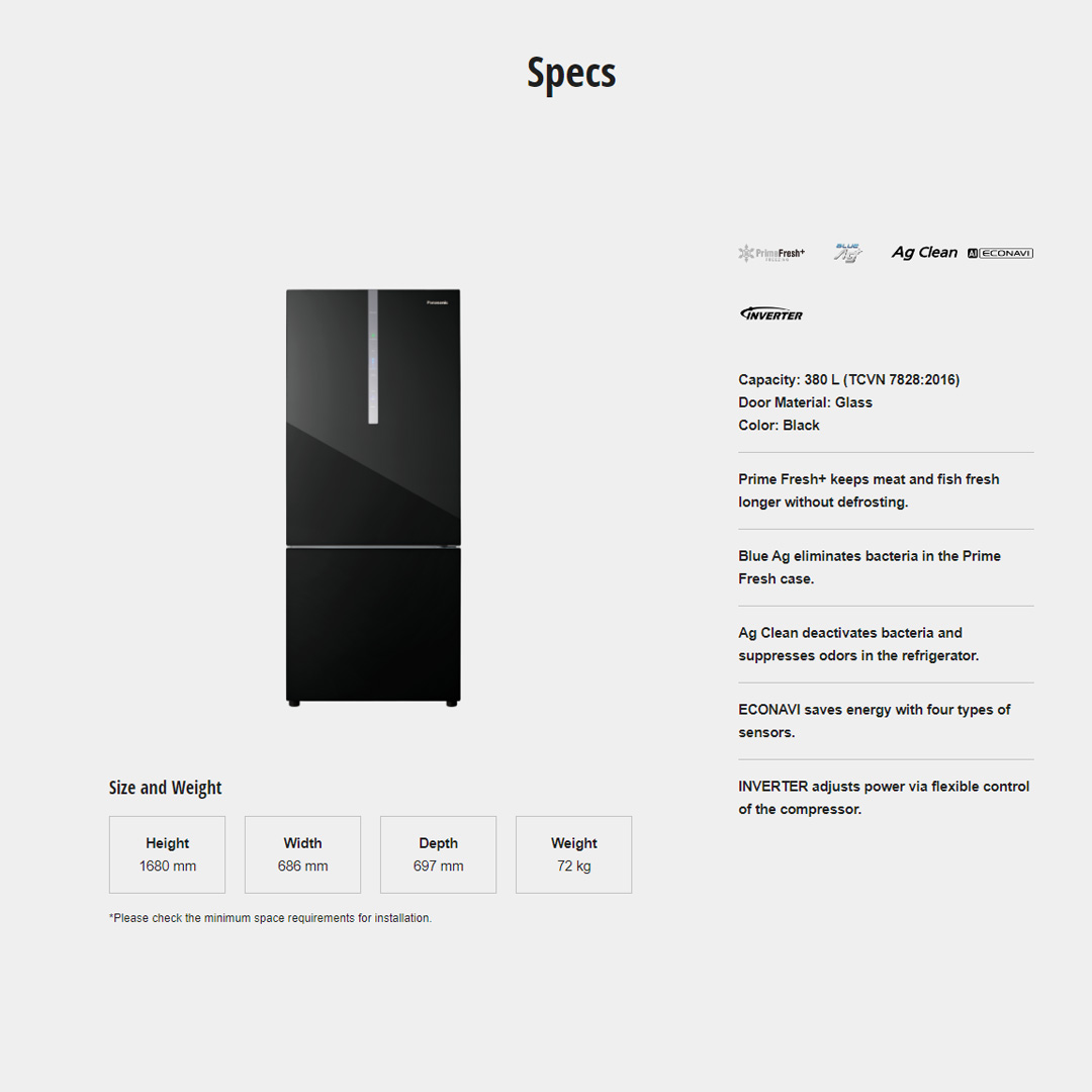 Panasonic 422L 2 Doors Bottom Mount Inverter Refrigerator with AI ECONAVI NR-BX421WGKM | Moisture Retained for Vegetable Storage | Anti-bacterial Effect | Cook Healthy Meals Every Day with Prime Fresh | Refrigerator With 1 Year Warranty