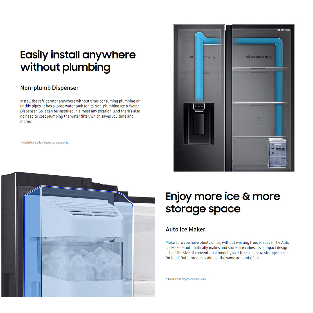 SAMSUNG 660L Side by Side Digital Inverter Refrigerator with SpaceMax RS64R5101B4/ME | Power Cool | Power Freeze | Auto Ice Maker | Deodorizing Filter | Refrigerator with 1 Year Warranty