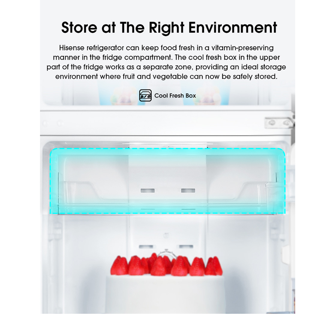 HISENSE 320L 2 Doors Top Mount Durable Inverter Refrigerator RT328N4ABN | Multi Air Flow | Deodorizing Filter | Durable Inverter | LED Lighting | Fresh Zone | Refrigerator with 3 Year Warranty