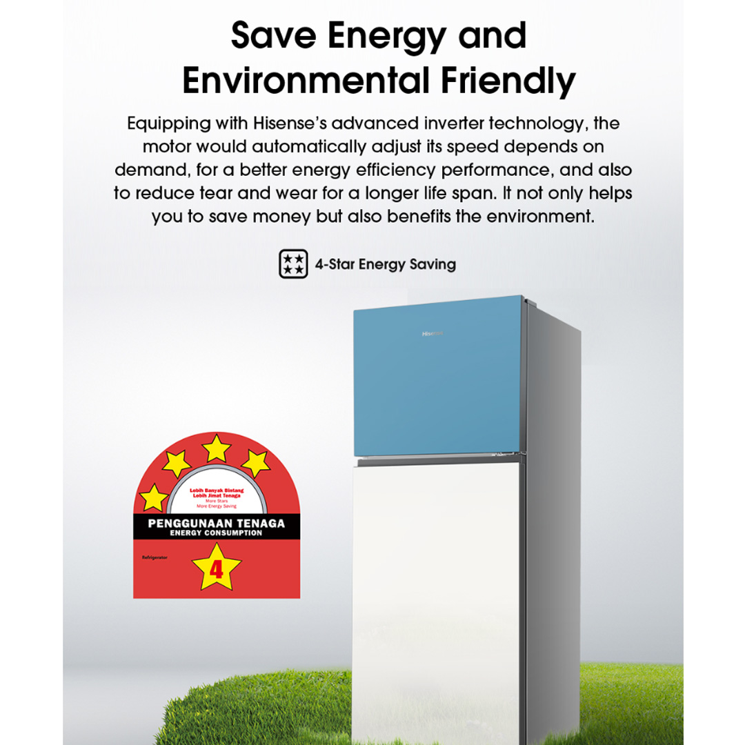 HISENSE 500L 2 Doors Top Mount Durable Inverter Refrigerator RT549N4AW-MBU | Multi Air Flow | Deodorizing Filter | Moisture Fresh Crisper | Durable Inverter | LED Lighting | Removable Twist Ice Maker | Refrigerator with 3 Year Warranty