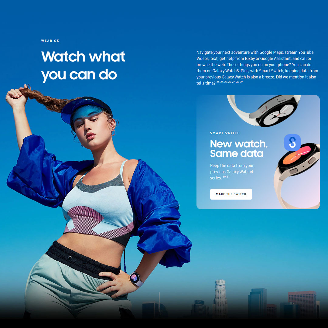 SAMSUNG Galaxy Watch5 Bluetooth 44mm | 1.4 Super AMOLED | 410mAh Battery | Heart Rate Sensor | Camera Controller | WiFi | NFC | GPS | Smart Watch with 1 Year Warranty