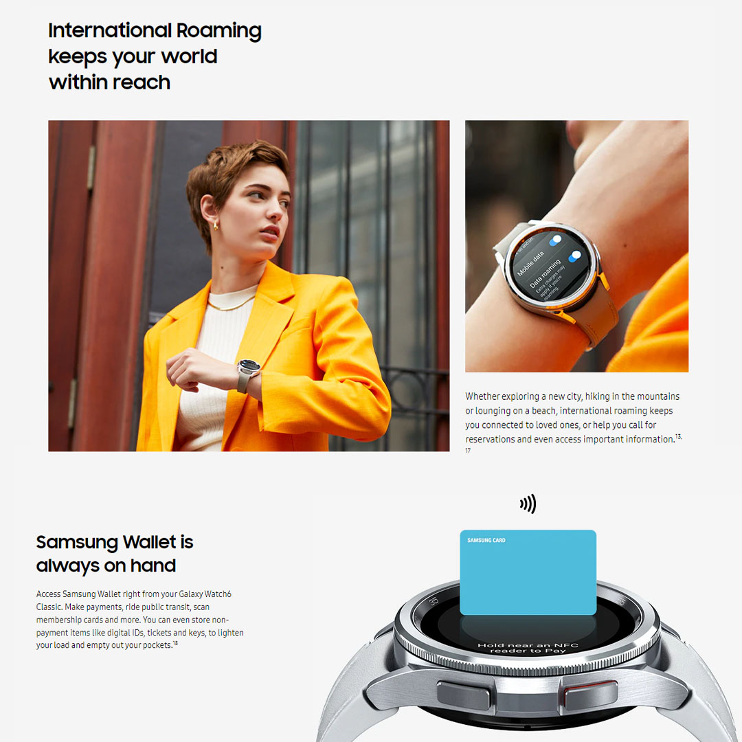 SAMSUNG Galaxy Watch6 Classic Bluetooth 43mm / 47mm | Sapphire Crystal | Fast Charge | Infrared Temperature Sensor | Sleep Tracking | Bluetooth v5.3 | Smart Watch with 1 Years Warranty