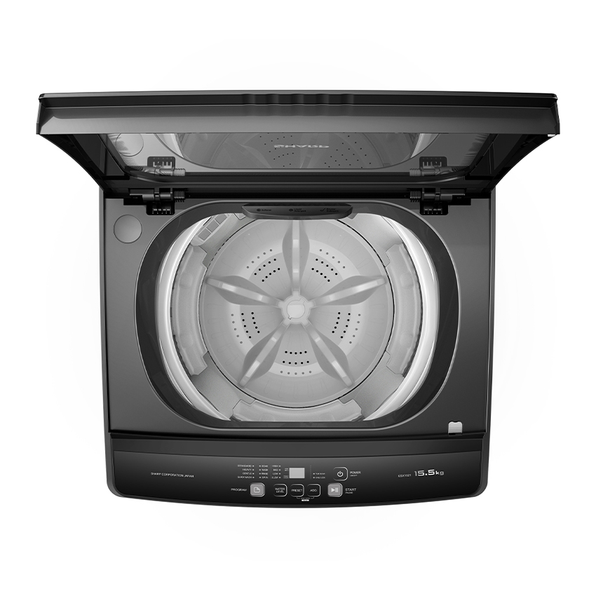 SHARP 15.5KG Top Load Fully Auto Washing Machine ESX1521 | Fuzzy Control | Intelligent Water Fall System | Smart Filter | Soft-Close Tempered Glass | Washing Machine with 2 Years General Warranty & 10 Years Motor Warranty