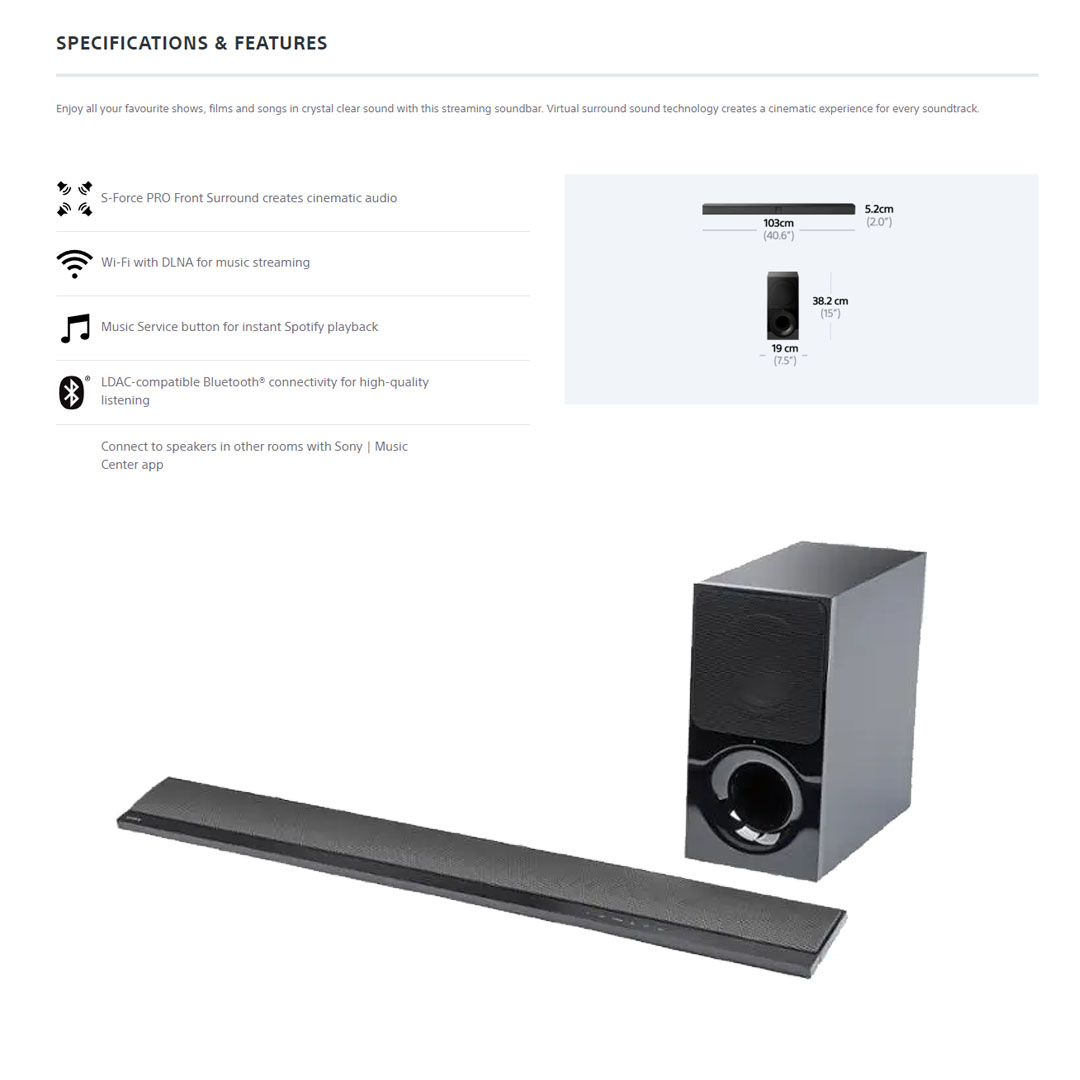 Ht Ct800 Sony 800 Soundbar SONY 350W CH Soundbar Black HT-CT800