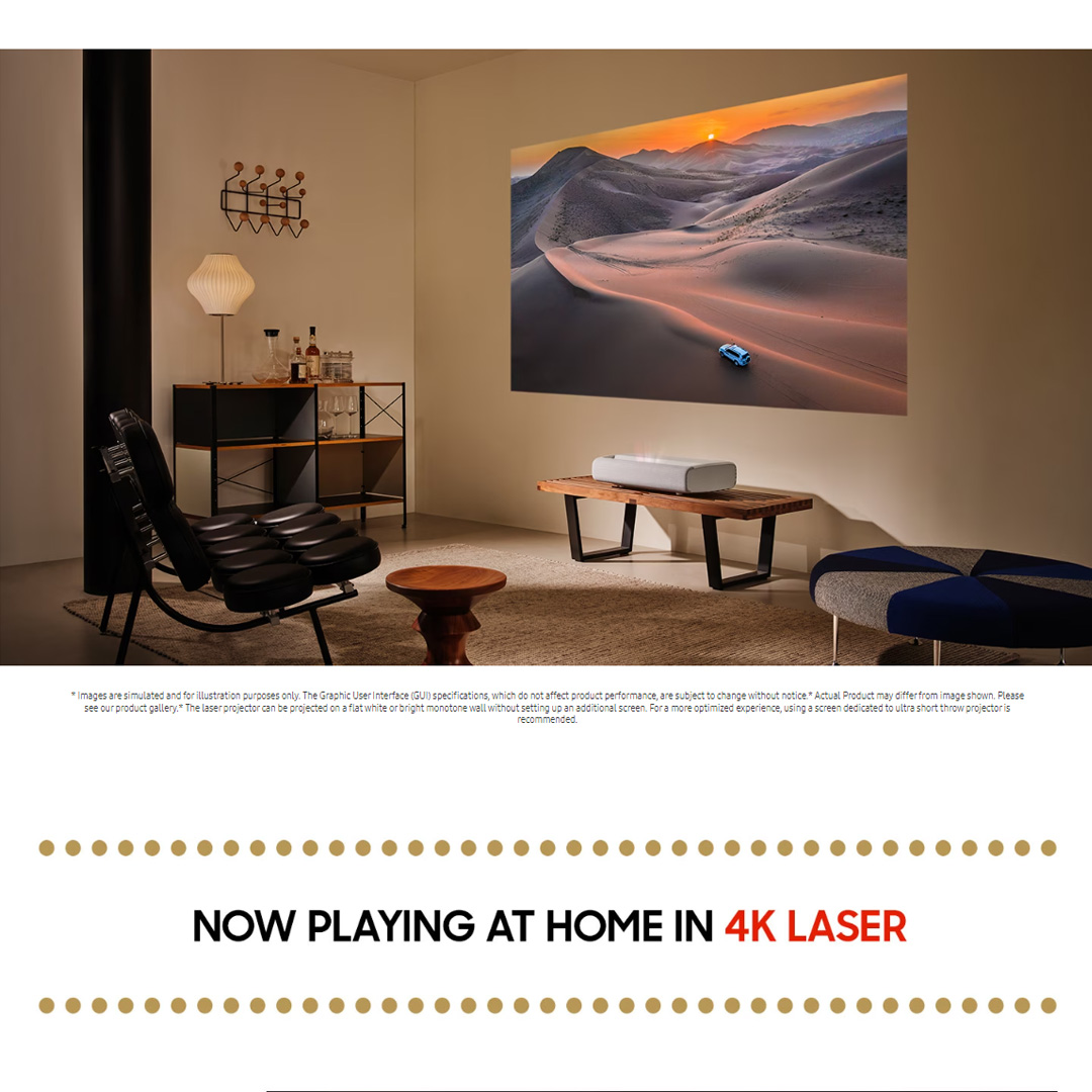 SAMSUNG The Premiere 4K Triple Laser Projector SP-LSP7TKAXXM | Laser Technology | Powerful Sound | Ultra Short Throw | Smart TV Experience | Projector with 2 Year Warranty