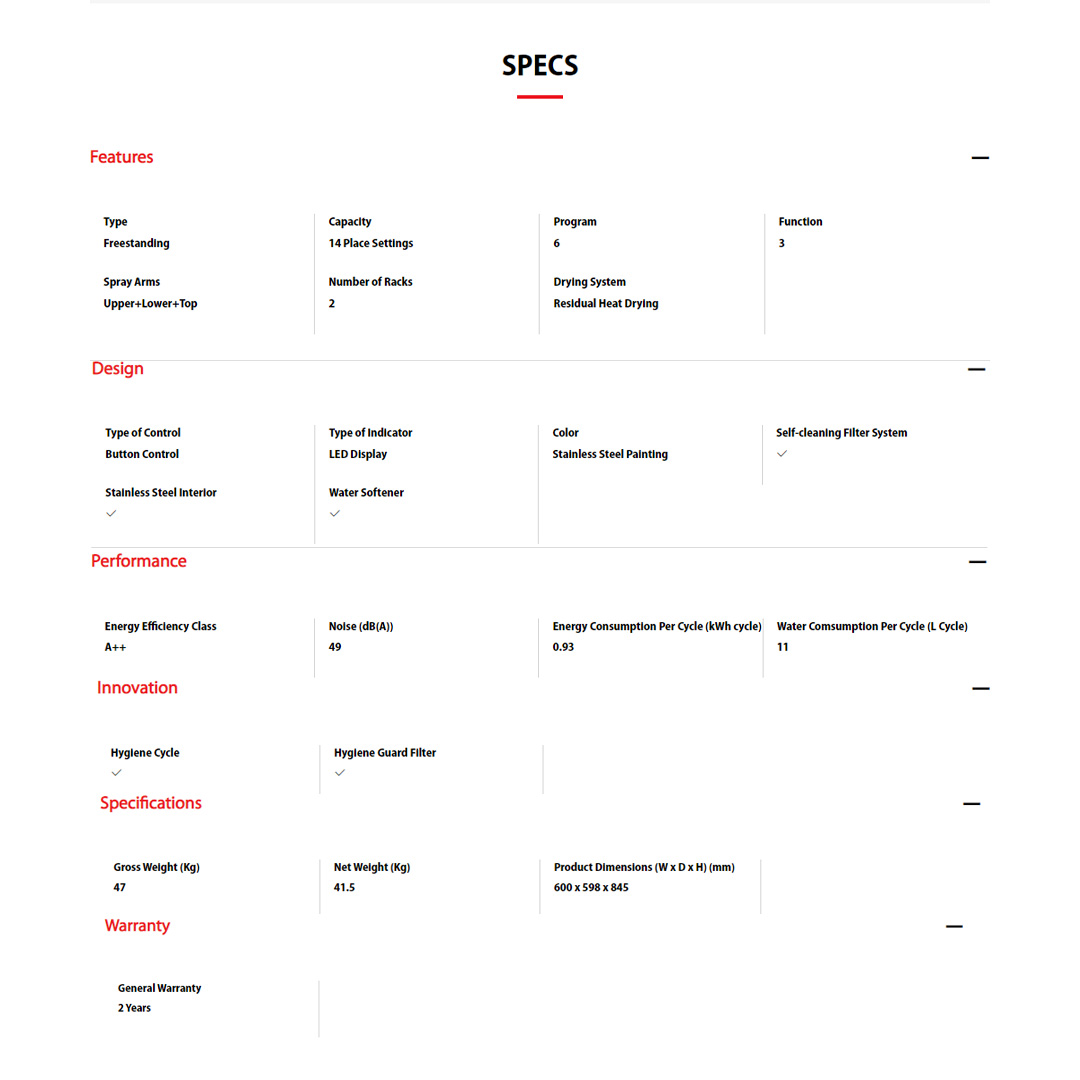 TOSHIBA 14 Place Setting Standing Dishwasher DW-14F2(BS)-MY | UV-LED Light | Anti-Bacterial Filter | Hi-Temp Hygiene Cycle | Standing Dishwasher with 1 Year Warranty