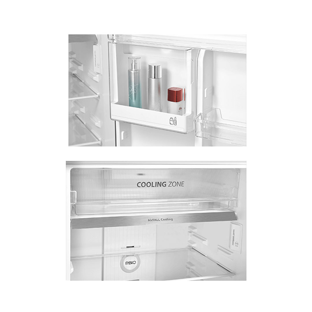 TOSHIBA 530L 2 Door Top Mount AirFALL Cooling Origin Inverter Refrigerator GR-RT624WE-PGY(22) | Electric Control | Pure Bio | Humidity Control | Cooling Zone | Cool Air Wrap | Quick Freezing Mode | Refrigerator with 1 Year General & 12 Year Motor Warranty