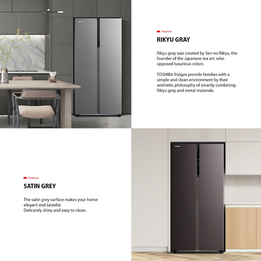 TOSHIBA 530L Side by Side Dual Inverter Refrigerator GR-RS600WI-PMY(37) | TSmartLife Smart Control | Smart Temperature Control | Seven-Layer Air Supply | Refrigerators With 1 Year Warranty