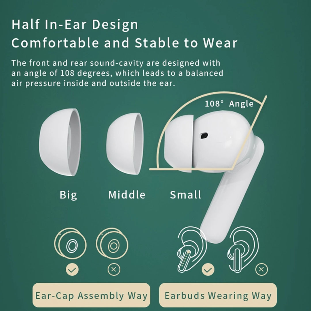 TWS Wireless Earphones A40PRO | Active Noise Canceling | IPX4 Waterproof | Bluetooth 5.1 | Earphone with 1 Year Warranty