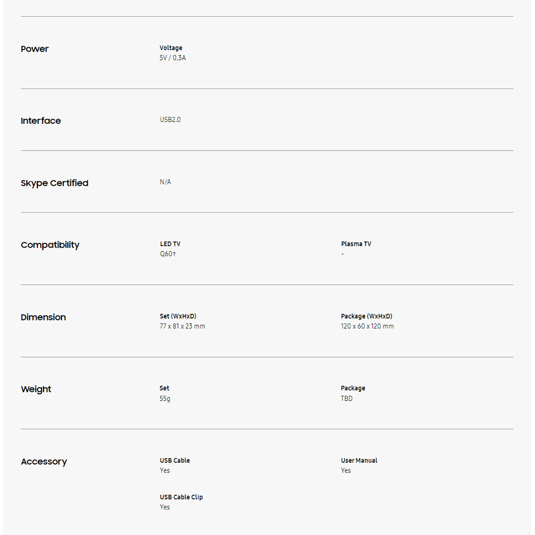 SAMSUNG Slim Fit Cam VG-STCBU2K/XY | Easy to Attach | Slim Fit Design | Attachable with Magnet | Accessories with 2 Year Warranty