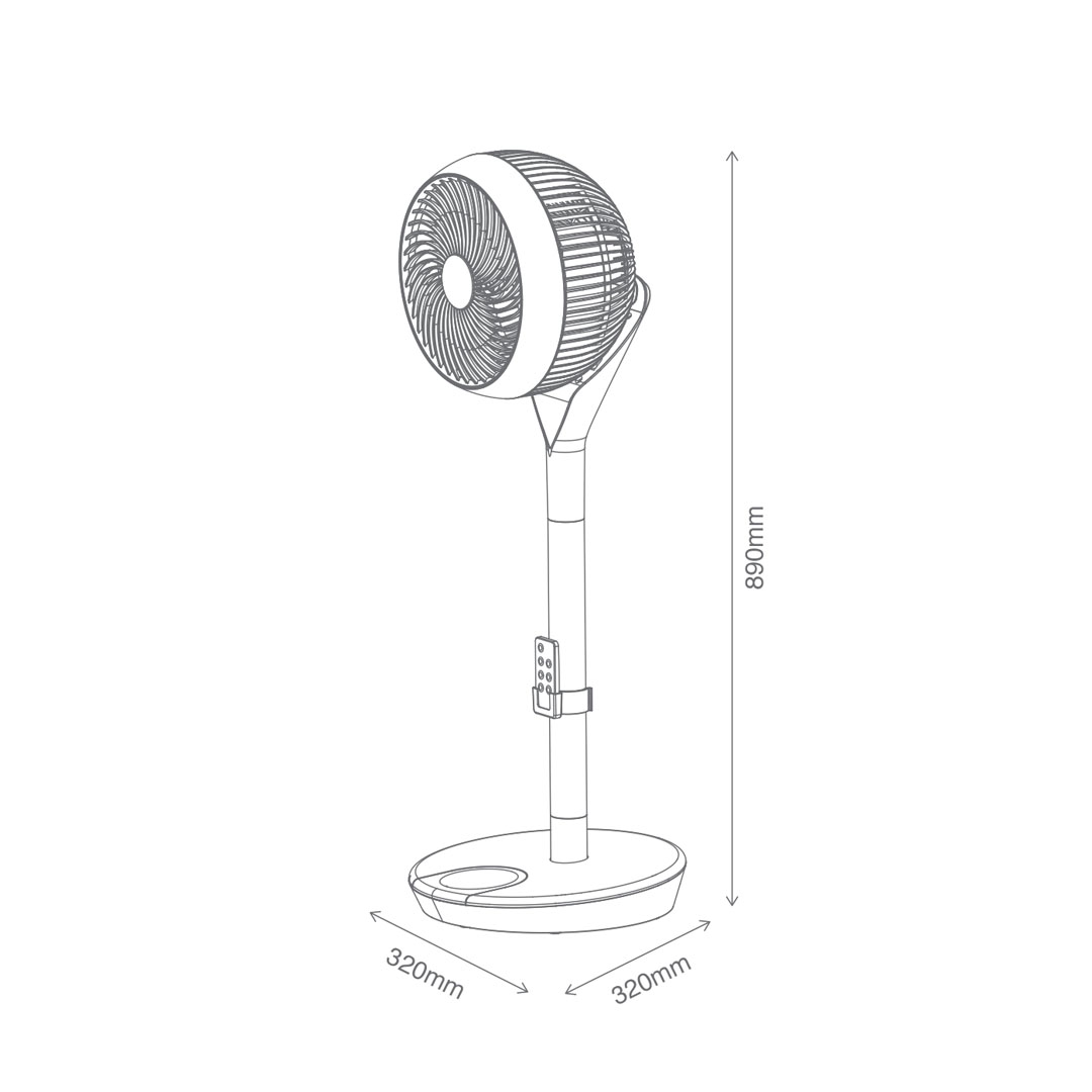 ALPHA 9" Stand Fan MOTTO DC STAND FAN 360 | Auto Swing | LED Display | 12 Fan Speed | 3 Blades | 360 Oscillation | Remote Control | Touch Panel | 4 Mode Settings | Stand Fan with 1 Year Warranty