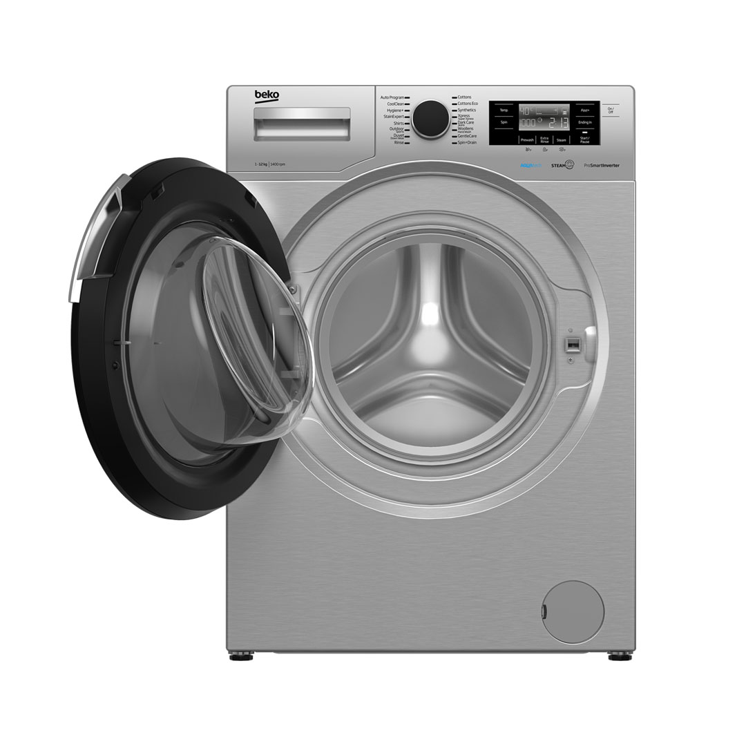 Beko 12KG Front Load ProSmart Inverter Washing Machine WTE12744PXSTN | AntiCrease | AquaWave | Extra Rinse | Steam | DrumClean | Washing Machine with 2 Year Warranty