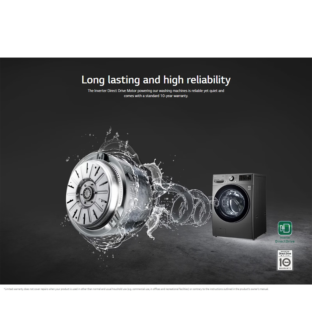 LG 15KG/8KG Front Load Washer Dryer with AI Direct Drive F2515RTGB | TurboWash™ | Steam™ | ThinQ™ | Washer Dryer with 1 Year Warranty