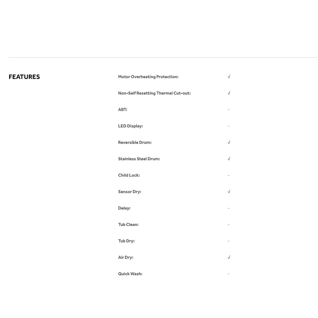 HAIER 7KG Vented Dryer HDV70A1 | Hygiene Care | Sensor Dry | Anti-Crease Function | Reversible Tumble | Knob Control | Air Dry | Reversible Drum | Dryer with 2 Year Warranty