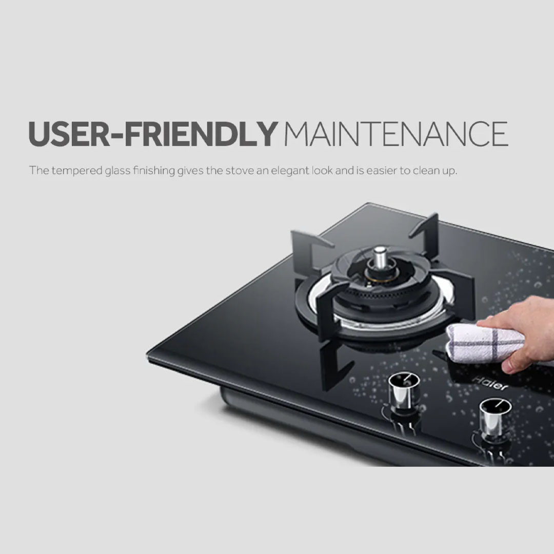 HAIER 2 Burners Built-In Gas Hob JZY/T-QHA638 | Anti Dry Sensor | 8mm Tempered Glass | Copper Burner | Auto Ignition Switch | Gas Hob with 2 Year Warranty