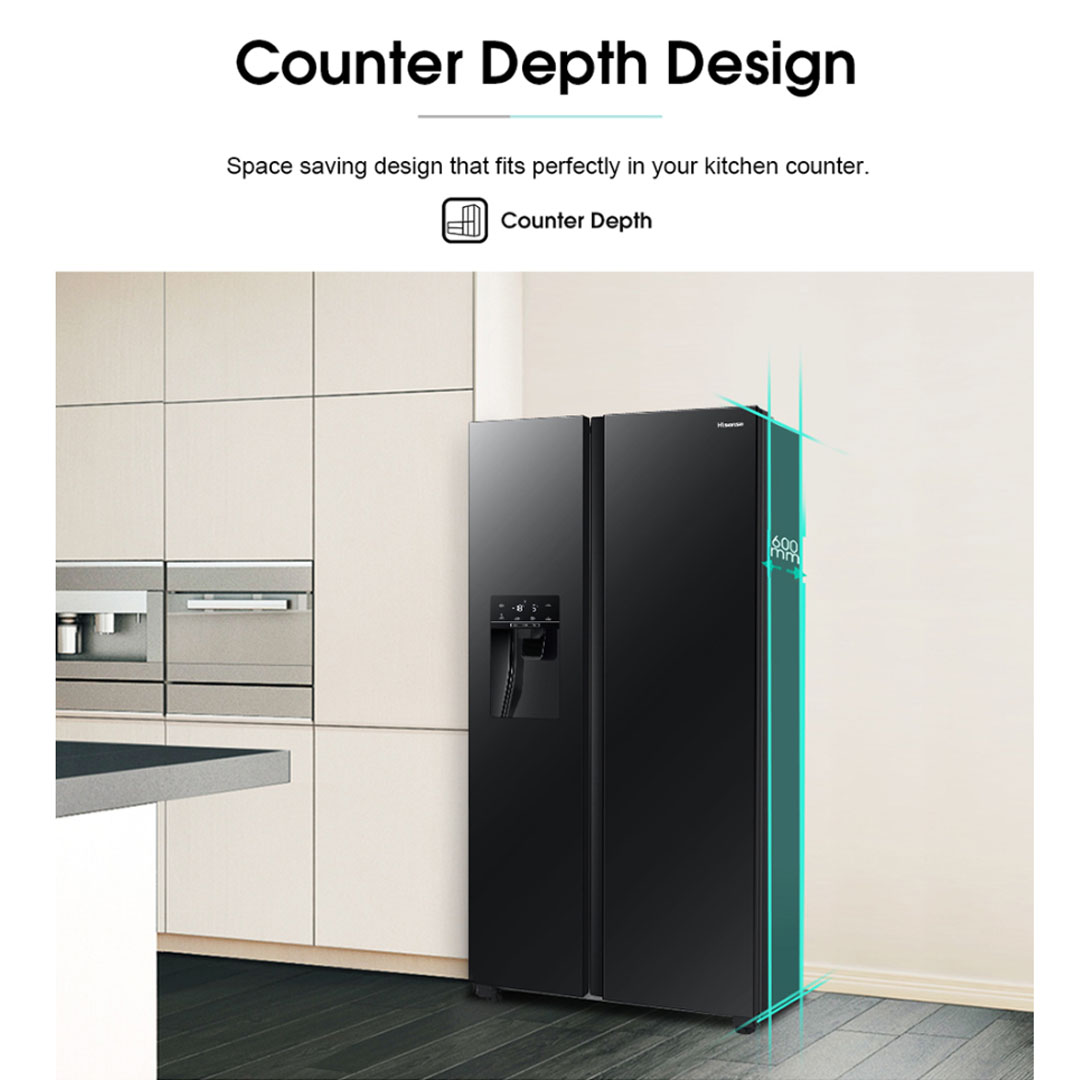 HISENSE 640L Side by Side Inverter Refrigerator  RS700N4AWBUI | Deodorizing Filter | Electronic Touch Control | Led Lighting | Refrigerator with 3 Years Warranty