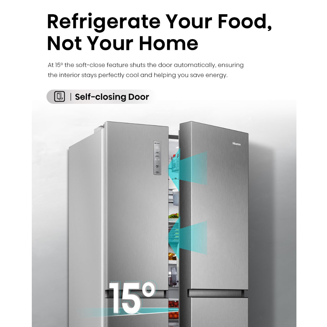 HISENSE 780L Side by Side Inverter Refrigerator RS868N4ASV | Deodorizing Filter | Electronic Touch Control | Led Lighting | Refrigerator with 3 Years Warranty