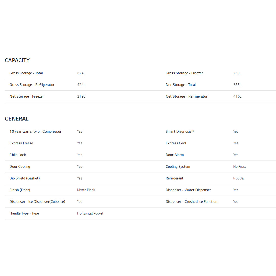 LG 674L Side by side with UVnano Water Dispenser Smart Inverter Refrigerator GC-L257CQEL | DoorCooling+ | Smart Diagnosis™ | ThinQ | Refrigerator with 1 Year Warranty