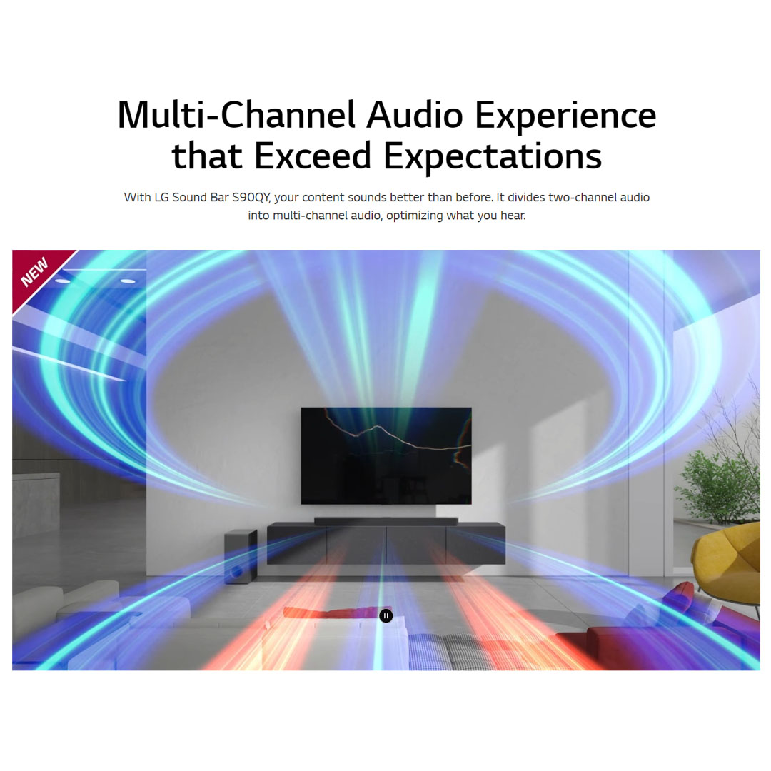 LG 810W Sound Bar with Dolby Atmos and IMAX Enhanced S95QR | High-Resolution Audio | HDMI In / Out | USB | Bluetooth | Sound Bar with 1 Year Warranty