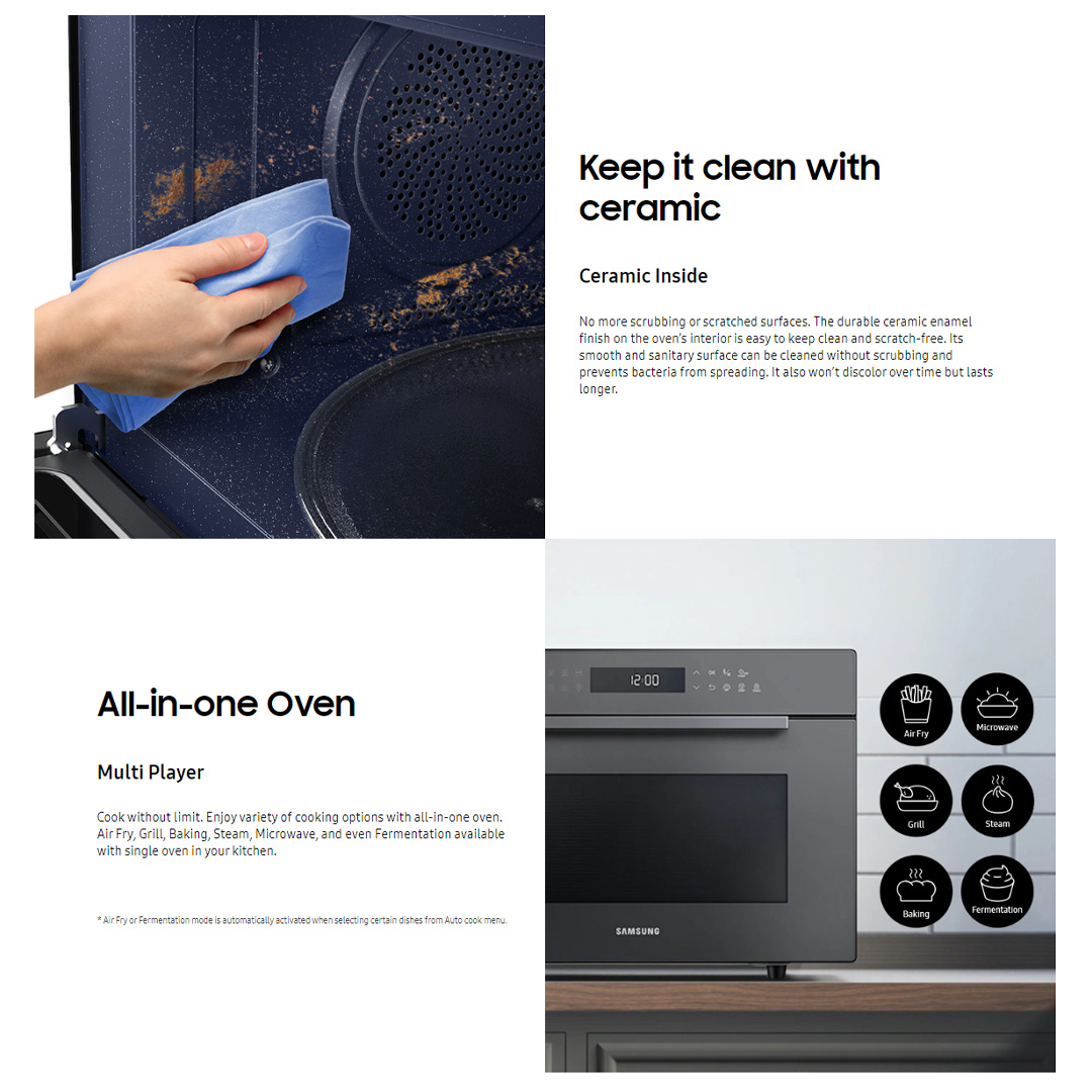 SAMSUNG 35L Convection Microwaves Oven with HotBlast MC35R8088LC/SM | Full Glass Touch | Ceramic Enamel Interior | Preheat | Keep Warm | Eco Mode | Microwaves Oven with 1 Year Warranty