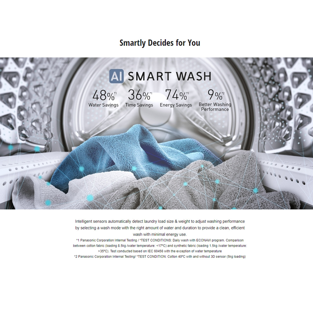 Panasonic 10KG/6KG Front Load 3Di Inverter Washer Dryer NA-S106FR1BM | Easy Drying Modes to Save Time | Gentle Drying for Longer-Lasting Clothes | Hygienic Drying with Bacteria Elimination | Washer Dryer With 1 Year Warranty