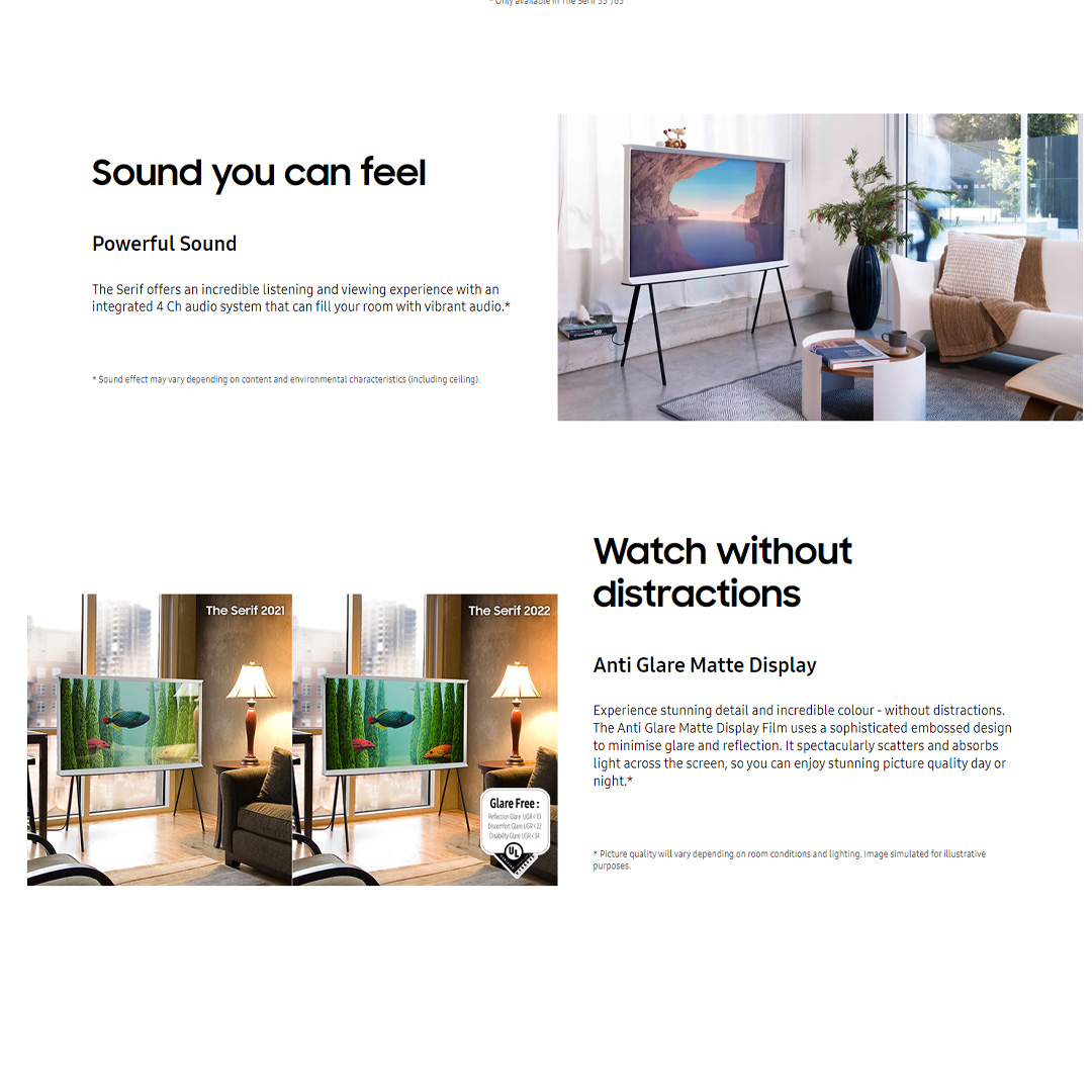 SAMSUNG 50" The Serif 4K Lifestyle Smart QLED TV QA50LS01BAKXXM | 360 All Round Design | Matte Display | Powerful Sound | Detachable Stand | Smart TV with 2 Year Warranty