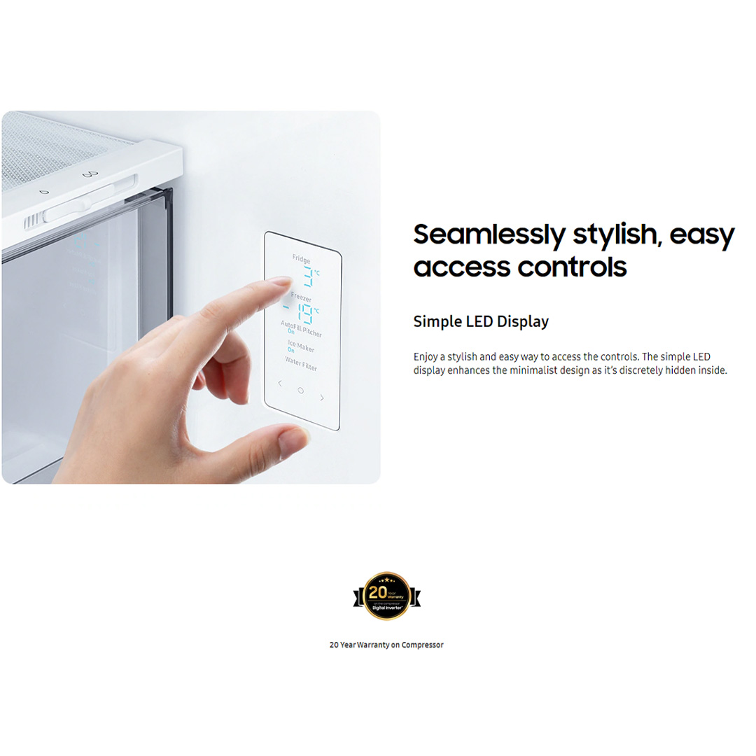 SAMSUNG 667L Multi Doors Bespoke Digital Inverter Refrigerator with All Around Cooling RF59CB0T08A/ME | Power Freeze | Power Cool | All-Around Cooling | Deodorizer | Humidity Control | Refrigerator with 1 Year Warranty