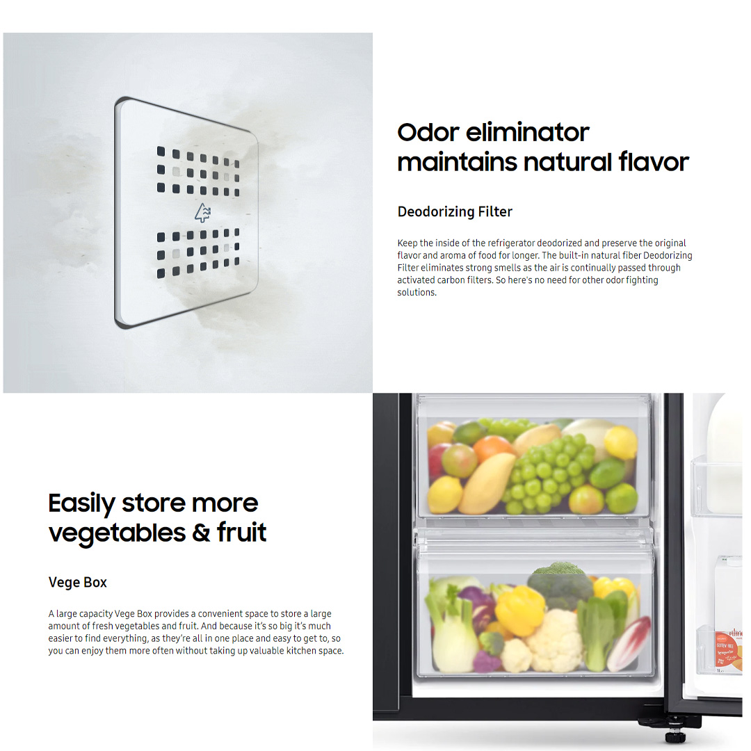 SAMSUNG 680L Side by Side Digital Inverter Refrigerator with All-around Cooling and SpaceMax RS62R5031SL/ME | Power Cool | Power Freeze | Metal Cooling | Deodorizing Filter | Refrigerator with 1 Year Warranty