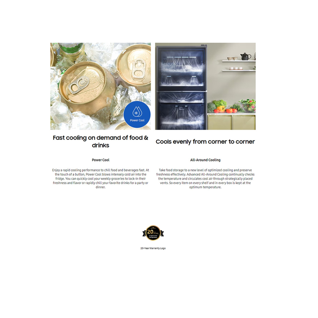 SAMSUNG 476L 2 Doors Bespoke Top Mount Digital Inverter Refrigerator with Optimal Fresh RT47CB66448CME | SpaceMax™ | All-Around Cooling | Multi Flow | Optimal Fresh Zone | Refrigerator with 1 Year Warranty