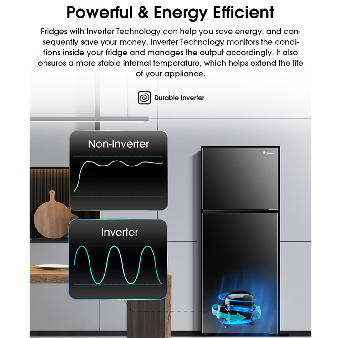 HISENSE 500L 2 Doors Top Mount Durable Inverter Refrigerator RT549N4ABU | Multi Air Flow | Deodorizing Filter | Moisture Fresh Crisper | Durable Inverter | LED Lighting | Removable Twist Ice Maker | Refrigerator with 3 Year Warranty