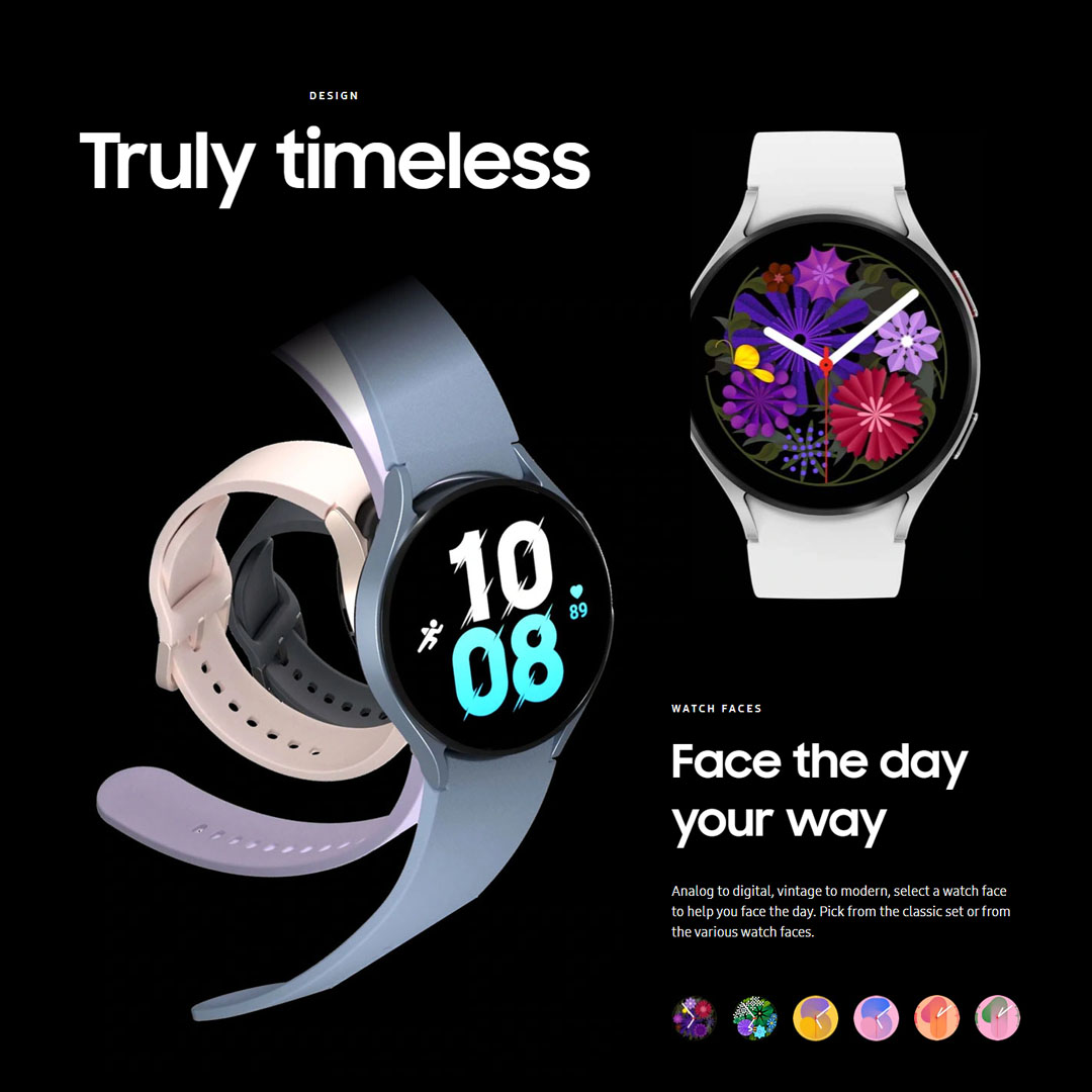 SAMSUNG Galaxy Watch5 Bluetooth 44mm | 1.4 Super AMOLED | 410mAh Battery | Heart Rate Sensor | Camera Controller | WiFi | NFC | GPS | Smart Watch with 1 Year Warranty