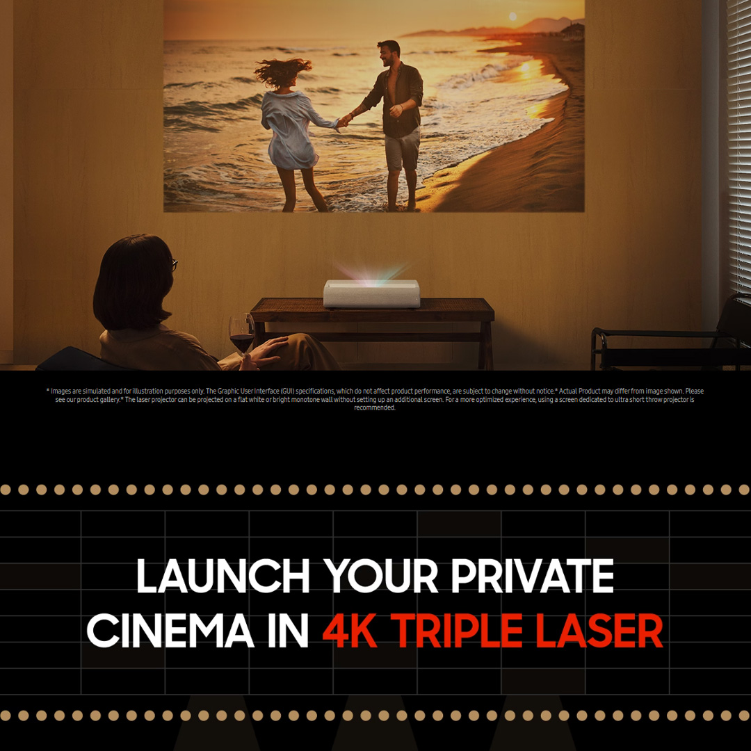 SAMSUNG The Premiere 4K Triple Laser Projector SP-LSP9TKAXXM | Triple Laser Technology | Premium Sound | Ultra Short Throw | Smart TV Experience | Projector with 2 Year Warranty