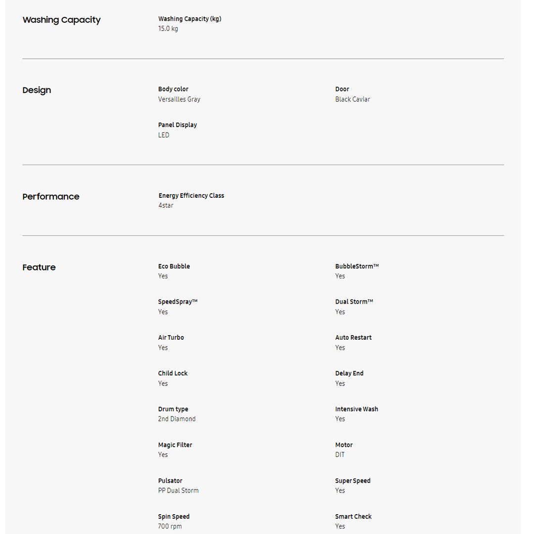 SAMSUNG 15KG Top Load Digital Inverter Washing Machine with Ecobubble WA15CG5745BDFQ | Dual Storm™ | Super Speed | Magic Filter | VRT Technology | Washing Machine With 1 Year Warranty