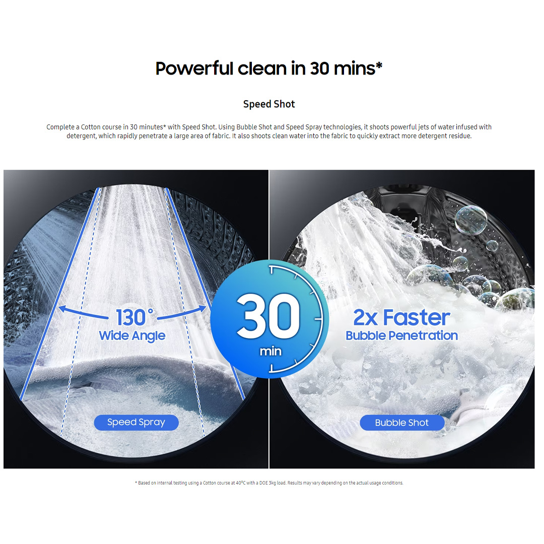 SAMSUNG 19KG/11KG Digital Inverter Front Load Washer Dryer with AI Ecobubble WD19T6500GW/FQ | AI Wash | AI Control | Auto Dispense | Eco Bubble™ | Hygiene Steam | Washer Dryer with 1 Year Warranty