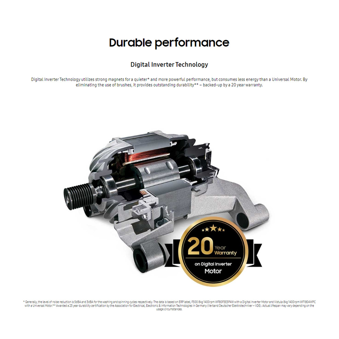 SAMSUNG 10KG Front Load Washing Machine with AI Ecobubble WW10TP44DSX/FQ | Eco Bubble™| QuickDrive™ | Super Speed (39 mins) | Washing Machine with 1 Year Warranty